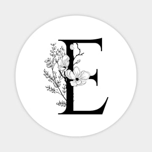 Letter E Monogram - Floral Initial Magnet